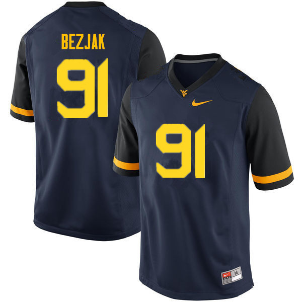 Men #91 Matt Bezjak West Virginia Mountaineers College Football Jerseys Sale-Navy